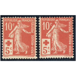 FRANCE LOT DE 2 TIMBRES N°147 NEUFS** CROIX-ROUGE ANNÉE 1914 COTE 200€