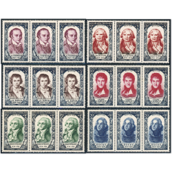 FRANCE N°867/872 NEUFS** EN BANDE DE 3 TIMBRES NEUFS** CÉLÉBRITÉS COTE 300€