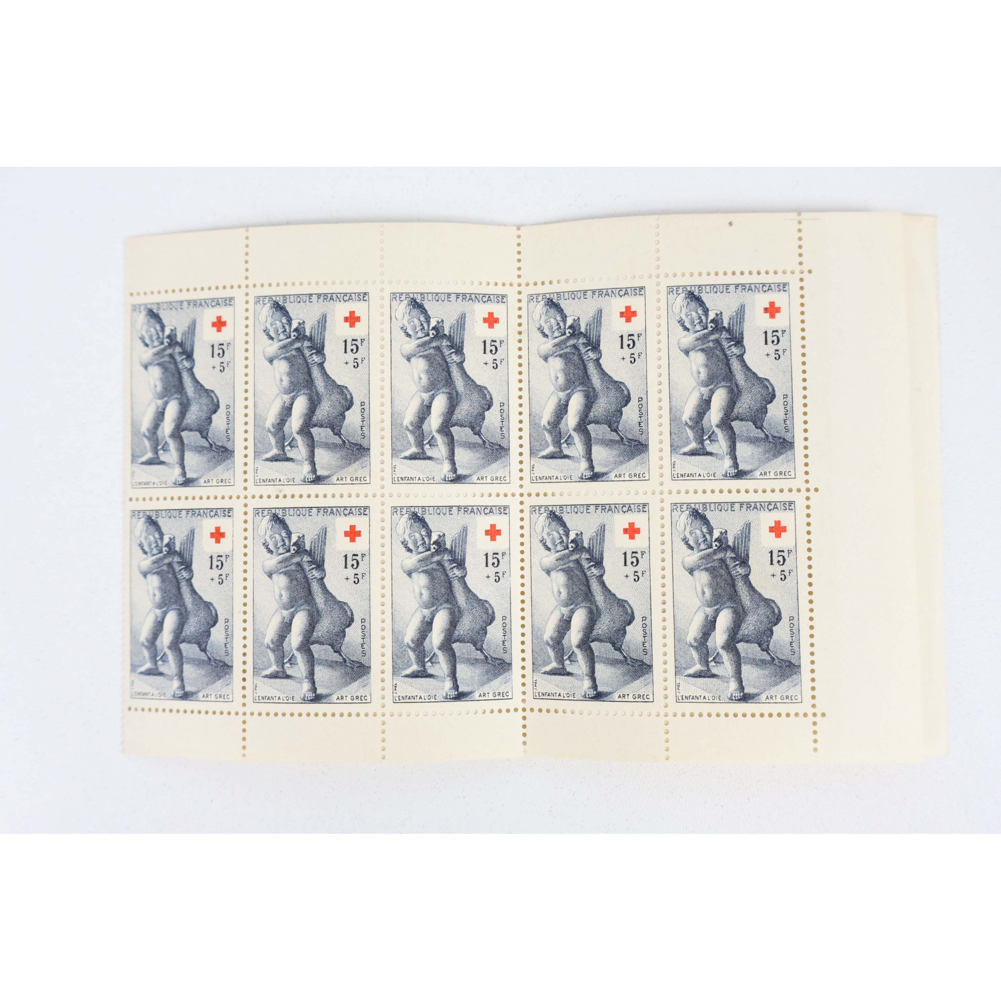 FRANCE CARNET CROIX-ROUGE DE 1955 TIMBRES NEUFS** AVEC BELLES GOMMES COTE 450€