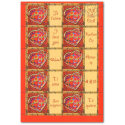 FEUILLE TIMBRES SAINT-VALENTIN "COEURS SCHERRER" (F3861A) AVEC VIGNETTE je t\'aime
