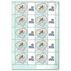 FEUILLE TIMBRES SAINT-VALENTIN "COEURS DE CACHAREL" (3748A) AVEC VIGNETTE TIMBRES PERSONNALISES