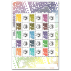 FEUILLE TIMBRES PERSONNALISÉS F3688B GOMME BRILLANTE MARIANNE VIGNETTE CÉRÈS