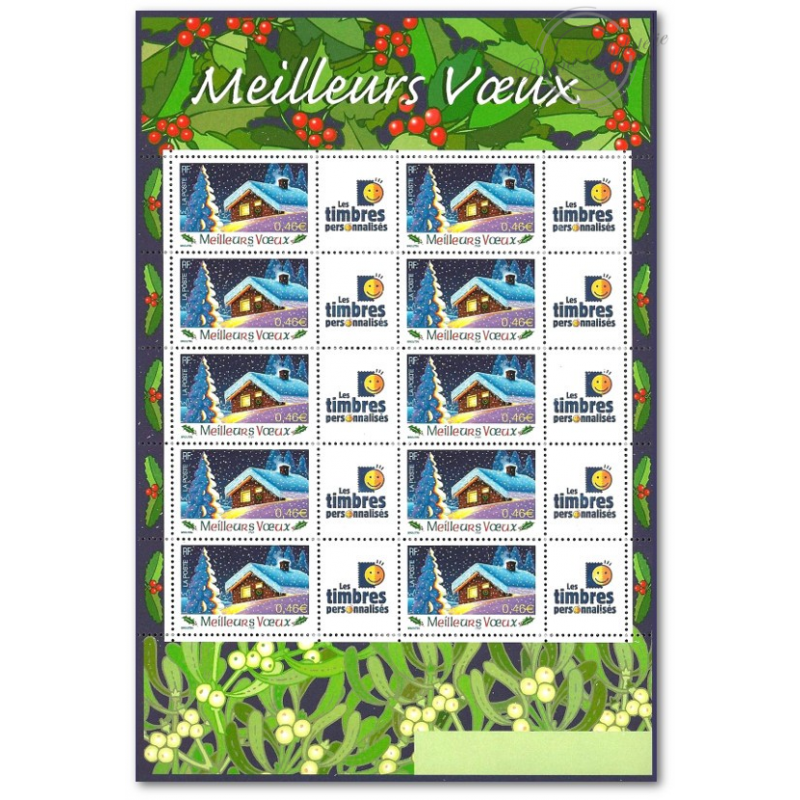 FEUILLE FEUILLE F3533A TIMBRES "MEILLEURS VOEUX" VIGNETTE TIMBRES PERSOS