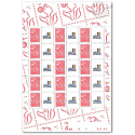 FEUILLE TIMBRES MARIANNE LAMOUCHE N°3741A AVEC VIGNETTE TIMBRES PERSONNALISES