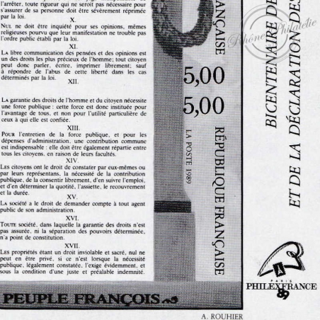 BLOC N°_11b BICENTENAIRE REVOLUTION NOIR ET BLANC NEUF** 1989 