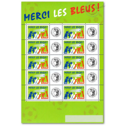 FEUILLE TIMBRES "MERCI LES BLEUS" (F3936A) AVEC VIGNETTE CERES TIMBRES NEUFS**