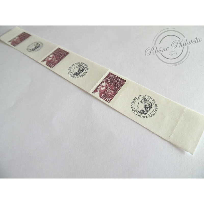 TIMBRE PERSONNALISE N°3729C PAIRE MARIANNE 14 JUILLET BRUN-PRUNE AUTOADHESIF LUXE