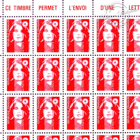 TIMBRE POSTE N°2806 MARIANNE ROUGE DE BRIAT (1993), FEUILLE ENTIERE