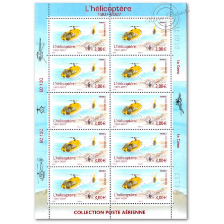 PA N°_70 HELICOPTERE 2007 FEUILLE 10 timbres