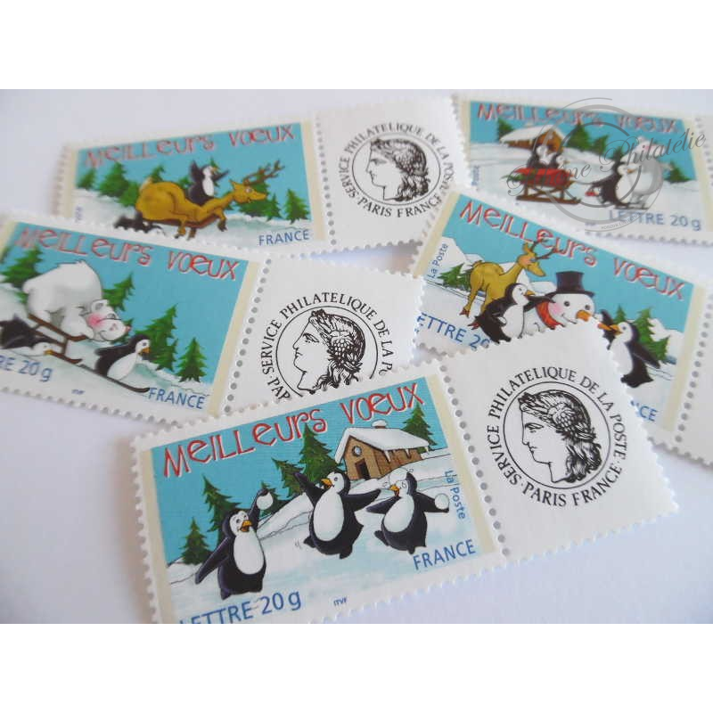 TIMBRES PERSONNALISES N°3853A-3857A TIMBRES MEILLEURS VOEUX 2005
