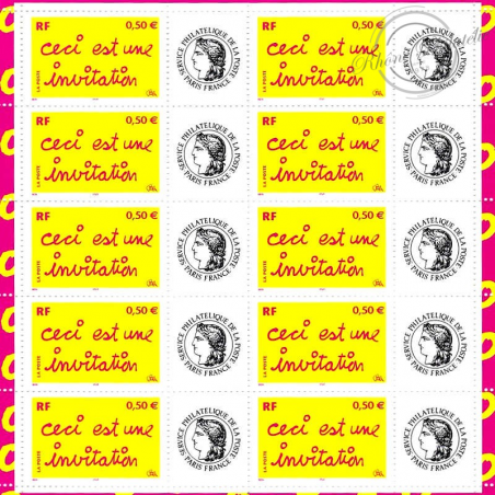 FEUILLE N°F3636Aa FRANCE TIMBRES PERSOS GOMME MATE"CECI EST UNE INVITATION" (2004)