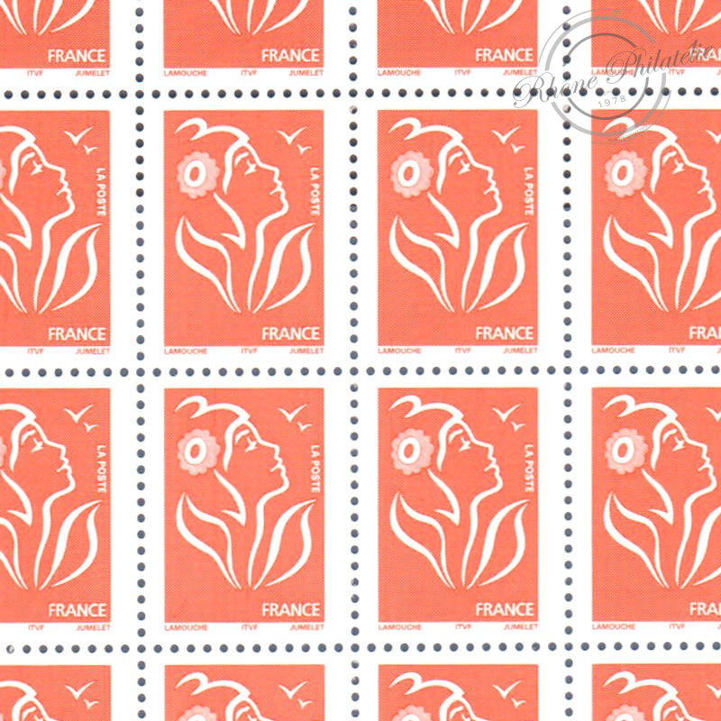 FEUILLE TIMBRES POSTE N°3734 MARIANNE ROUGE DE LAMOUCHE (2005)