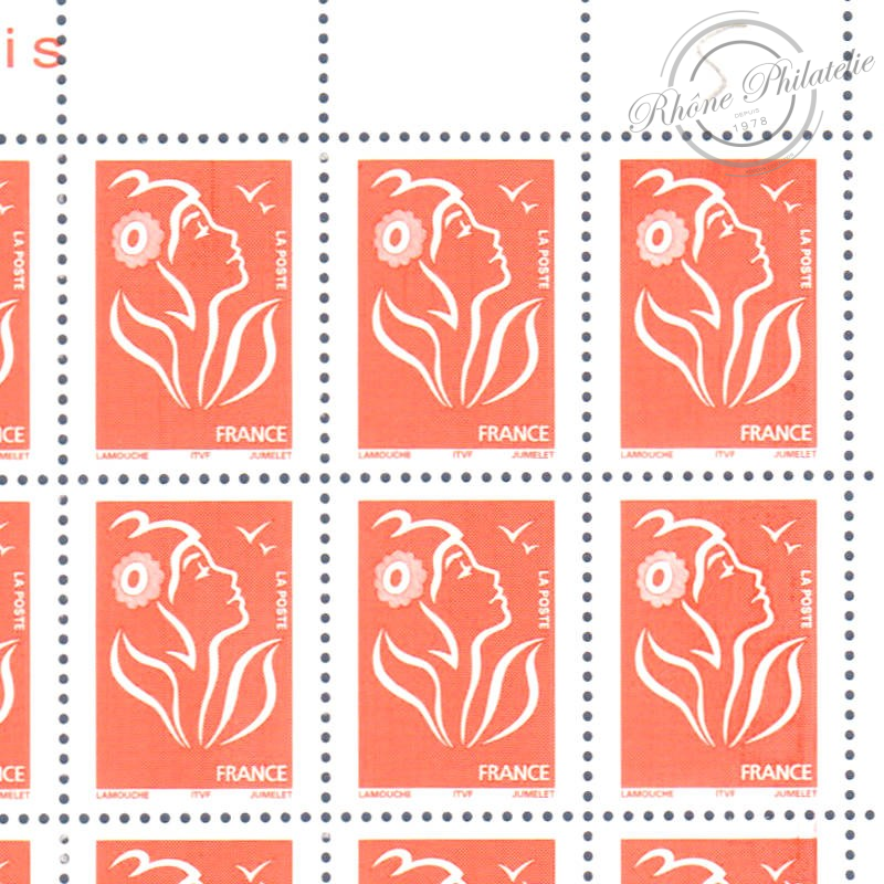 FEUILLE TIMBRES POSTE N°3734 MARIANNE ROUGE DE LAMOUCHE (2005)