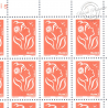 FEUILLE TIMBRES POSTE N°3734 MARIANNE ROUGE DE LAMOUCHE (2005)