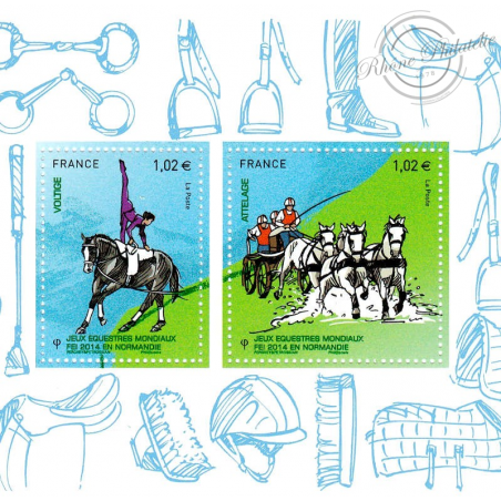 BLOC SOUVENIR N°97 JEUX EQUESTRES MONDIAUX 2014 TIMBRES NEUFS** COTE 32 EUROS