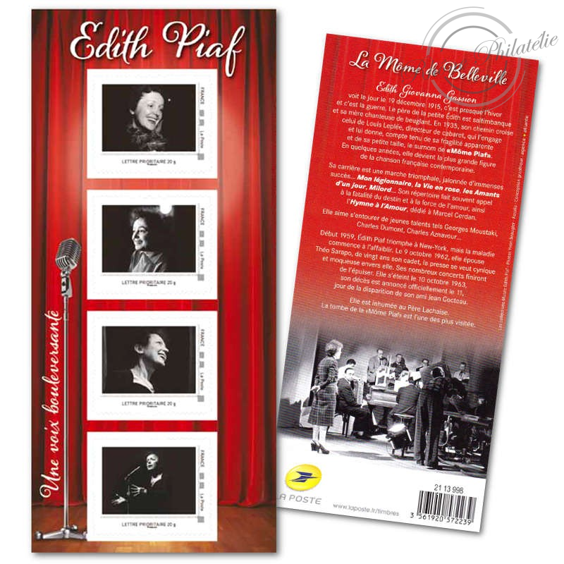 COLLECTOR EDITH PIAF (2013) TIMBRES LETTRES 20G AUTOADHESIFS