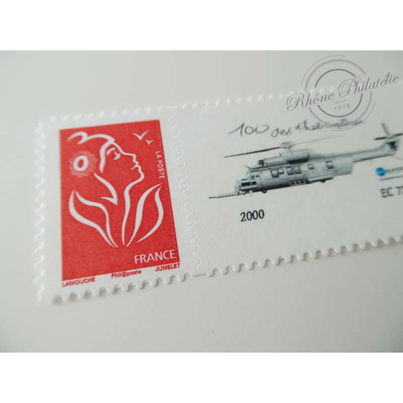 TIMBRE PERSONNALISE N°3802Ab MARIANNE LAMOUCHE PHIL@POSTE, EUROCOPTER EC 725