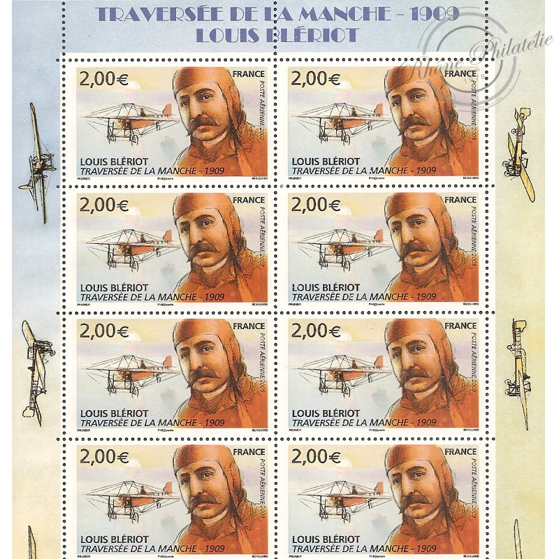 POSTE AÉRIENNE N° 72 LOUIS BLERIOT ANNÉE 2009 LUXE FEUILLE DE 10 TIMBRES NEUFS**