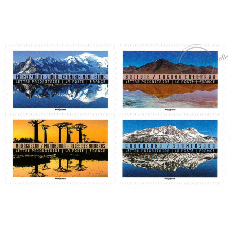 CARNET FRANCE BC1360 DE TIMBRES POUR AFFRANCHIR 12 LETTRES 20g "PAYSAGES REFLETS DU MONDE"