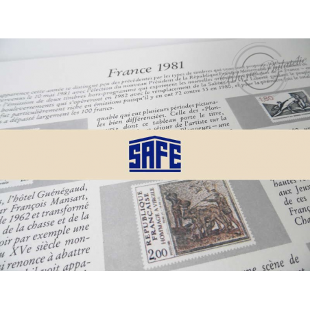 FEUILLES SAFE DUAL 1981 avec almanach encyclopédique pour timbres français