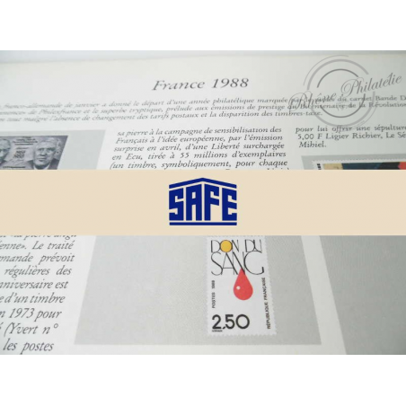 FEUILLES SAFE DUAL 1988 avec almanach encyclopédique pour timbres français