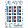 FEUILLE TIMBRES PERSONNALISES N°3966A AUTOADHESIFS MARIANNE LAMOUCHE BLEUE, VIGNETTE BOUQUET DE ROSES