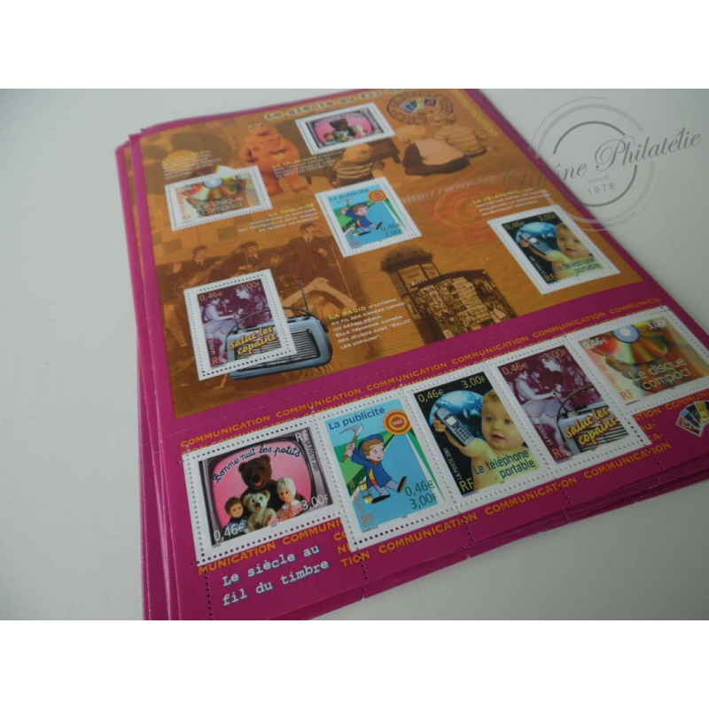 LOT DE 28 BLOCS LE SIECLE AU FIL DU TIMBRE / COMMUNICATION, FACIALE 128€