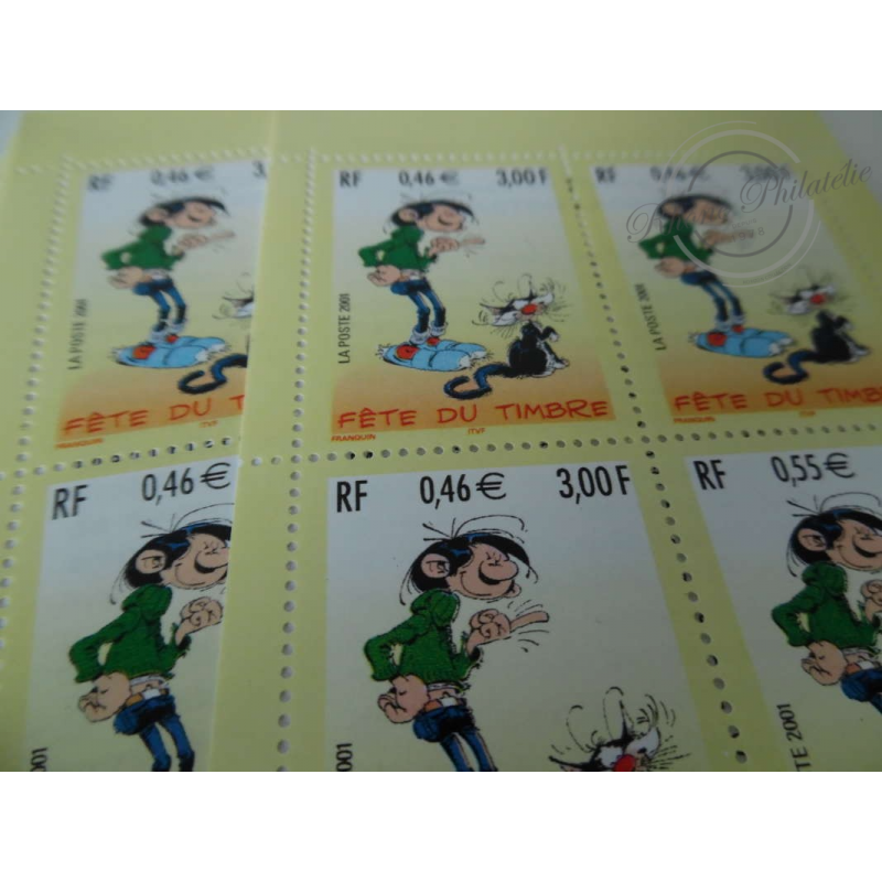 LOT TIMBRES-POSTE 0.46 EUROS, CARNETS GASTON LAGAFFE