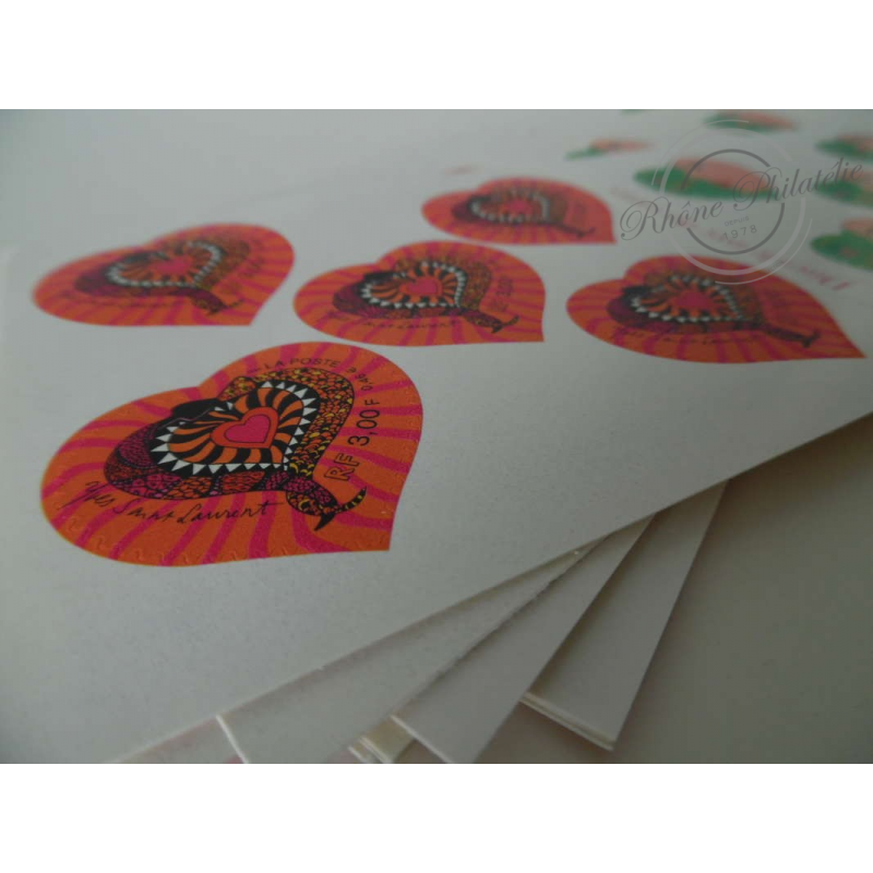 LOT TIMBRES-POSTE 0.46 EUROS, CARNETS DITES LE AVEC DES COEURS