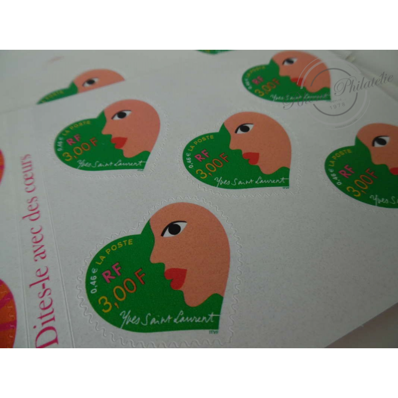 LOT TIMBRES-POSTE 0.46 EUROS, CARNETS DITES LE AVEC DES COEURS
