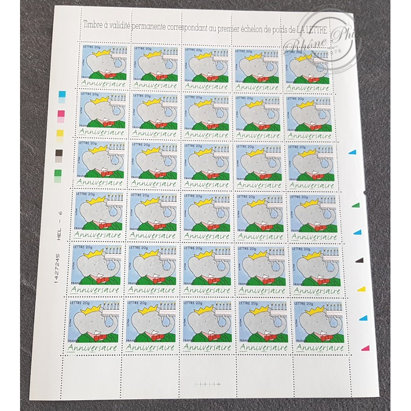 FEUILLE TIMBRES POSTE No3927 ANNIVERSAIRE, BABAR (2006)
