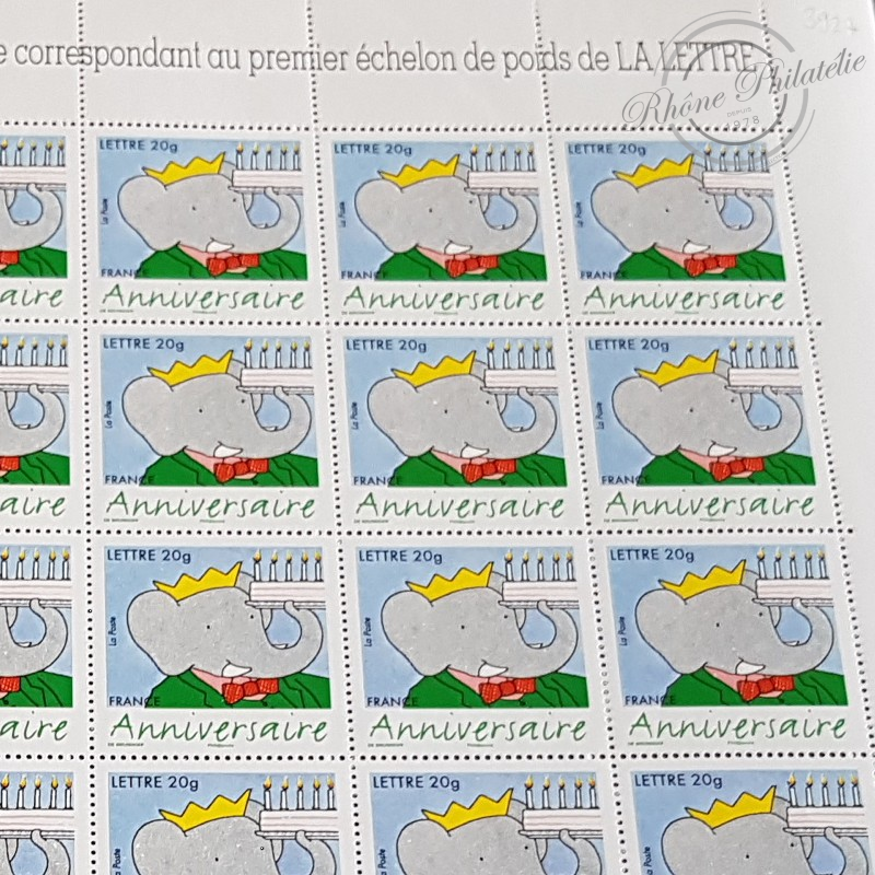 FEUILLE TIMBRES POSTE No3927 ANNIVERSAIRE, BABAR (2006)
