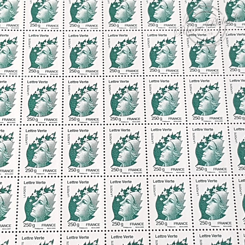 FEUILLE DE 100 TIMBRES No4596 MARIANNE DE BEAUJARD (2011) LETTRE VERTE 250G