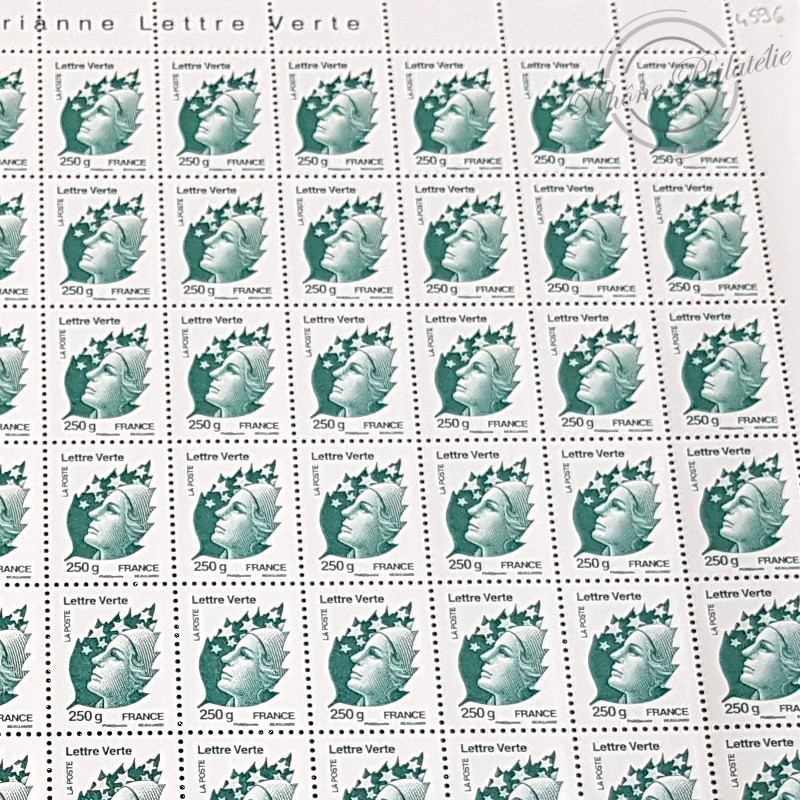 FEUILLE DE 100 TIMBRES No4596 MARIANNE DE BEAUJARD (2011) LETTRE VERTE 250G