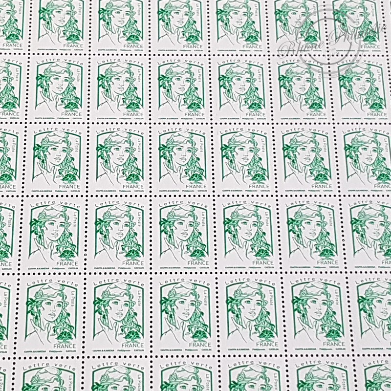FEUILLE TIMBRES POSTE No5015 MARIANNE DE CIAPPA (2016) LETTRE VERTE 20G
