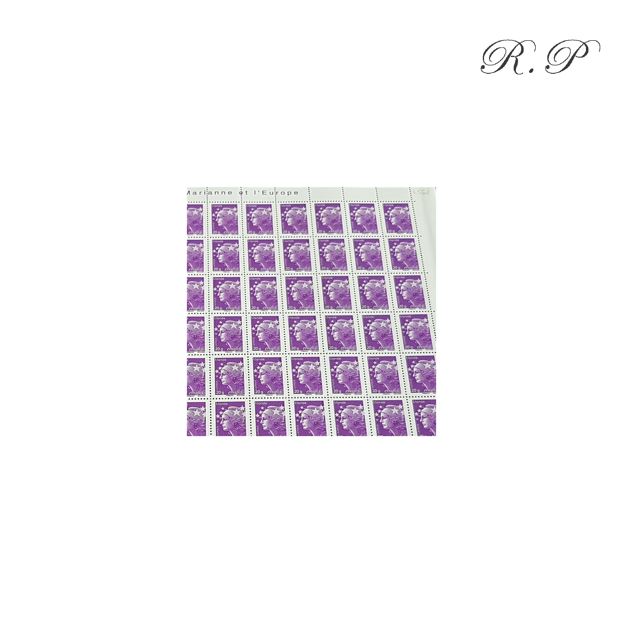 FEUILLE TIMBRES POSTE No4568 MARIANNE DE BEAUJARD (2011) VIOLET LETTRE 20G MONDE
