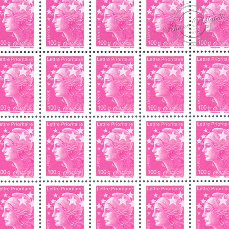 FEUILLE TIMBRES POSTE No4570 MARIANNE DE BEAUJARD (2011) ROSE LILAS LETTRE 100G