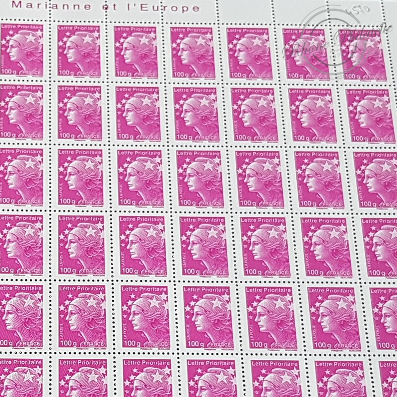FEUILLE TIMBRES POSTE No4570 MARIANNE DE BEAUJARD (2011) ROSE LILAS LETTRE 100G