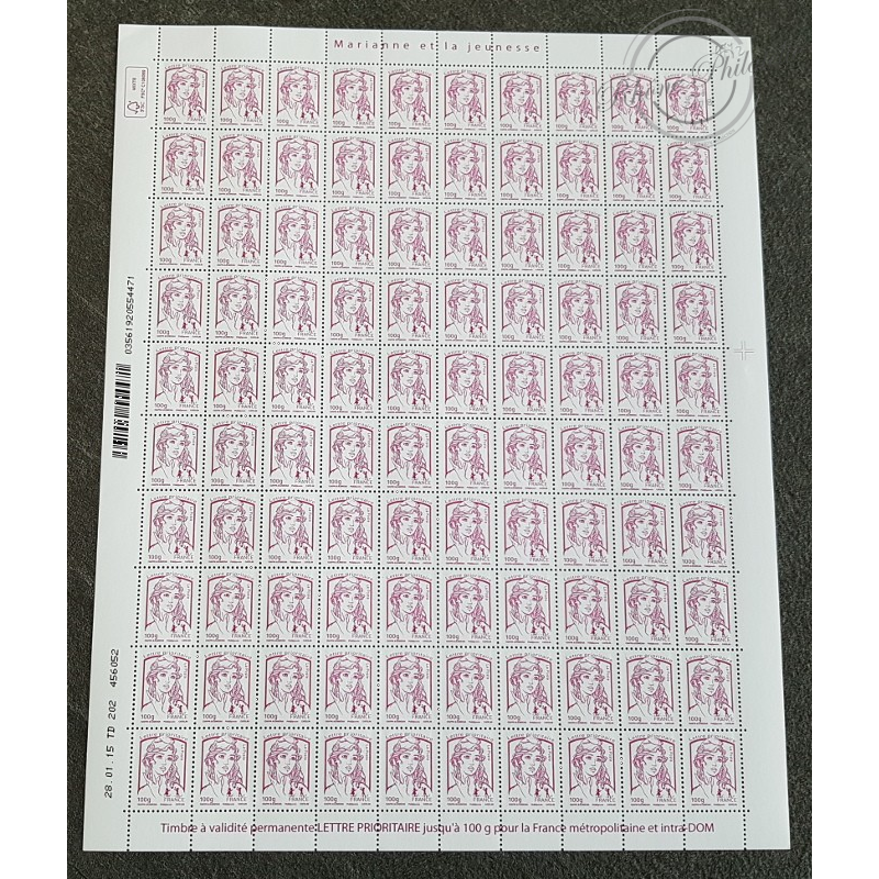 FEUILLE COMPLETE No4772 MARIANNE DE CIAPPA (2013) ROSE FUSHIA LETTRE 100G