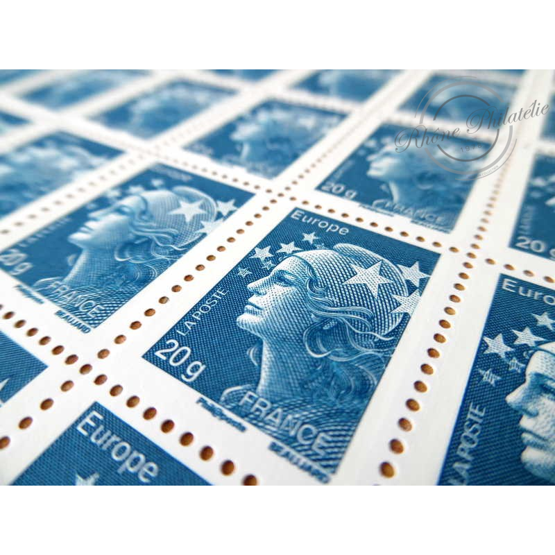 FEUILLE TIMBRES POSTE No4567 MARIANNE DE BEAUJARD (2011) BLEU LETTRE 20G EUROPE
