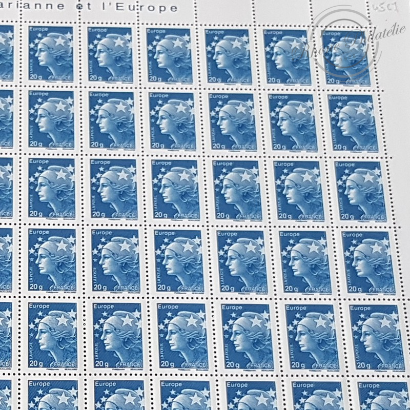 FEUILLE TIMBRES POSTE No4567 MARIANNE DE BEAUJARD (2011) BLEU LETTRE 20G EUROPE