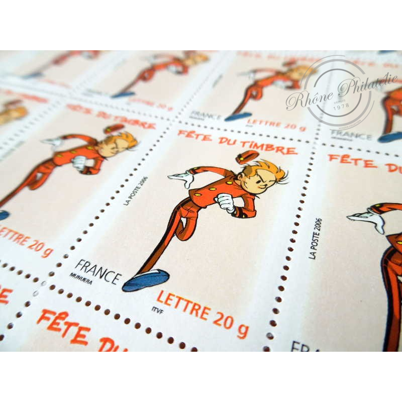 FEUILLE TIMBRES POSTE No3877 SPIROU FETE DU TIMBRE (2006) LETTRE 20G