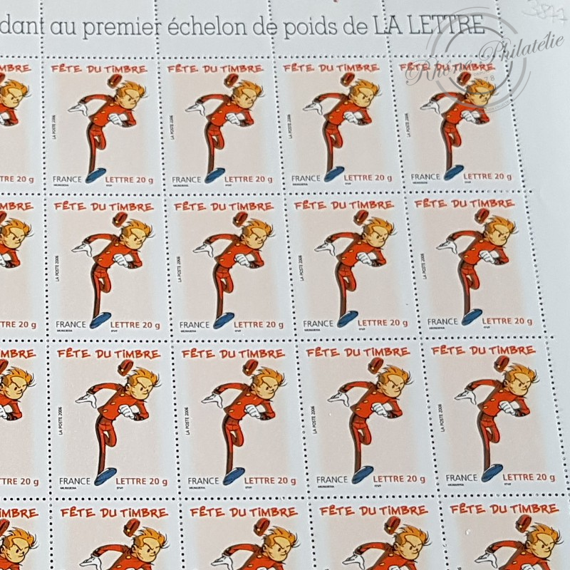 FEUILLE TIMBRES POSTE No3877 SPIROU FETE DU TIMBRE (2006) LETTRE 20G