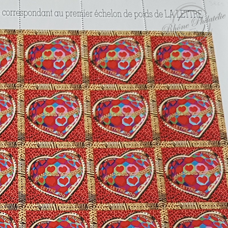 FEUILLE TIMBRES POSTE No3861 SAINT VALENTIN COEURS 2006 DE SCHERRER