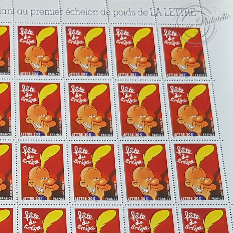 FEUILLE TIMBRES POSTE No3751 TITEUF FETE DU TIMBRE (2005) LETTRE 20G