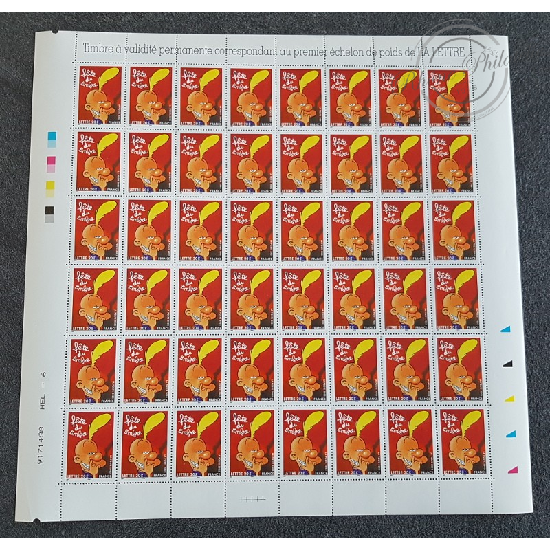FEUILLE TIMBRES POSTE No3751 TITEUF FETE DU TIMBRE (2005) LETTRE 20G