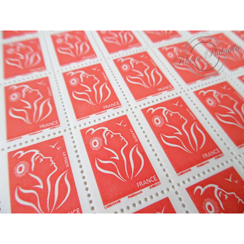 FEUILLET DE 100 TIMBRES POSTE No3734 MARIANNE ROUGE DE LAMOUCHE (2005)