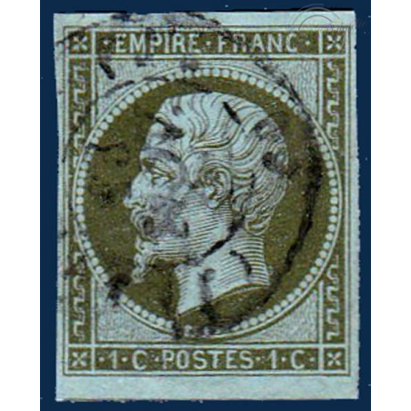 FRANCE N° 11 TYPE NAPOLÉON 1C OLIVE, TIMBRE OBLITÉRÉ