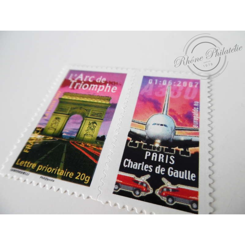 TIMBRE PERSONNALISE N°3599B L'ARC DE TRIOMPHE, VIGNETTE PARIS CHARLES DE GAULLE