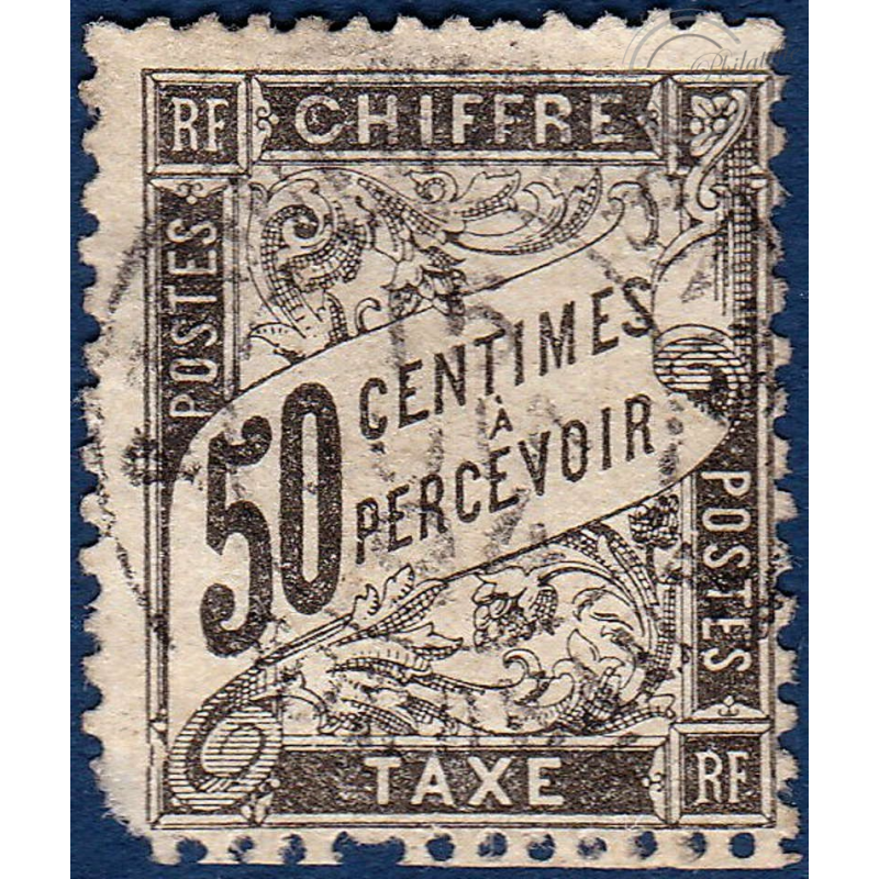 TAXE N°_20 TYPE DUVAL 50C NOIR 1881-1892 TIMBRE OBLITERE